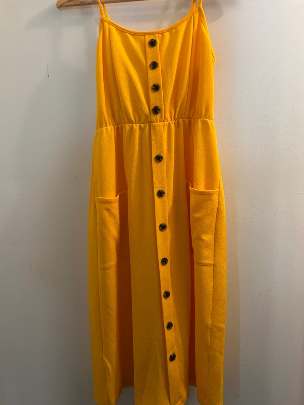 Sunny Yellow Button-Front Midi Dress